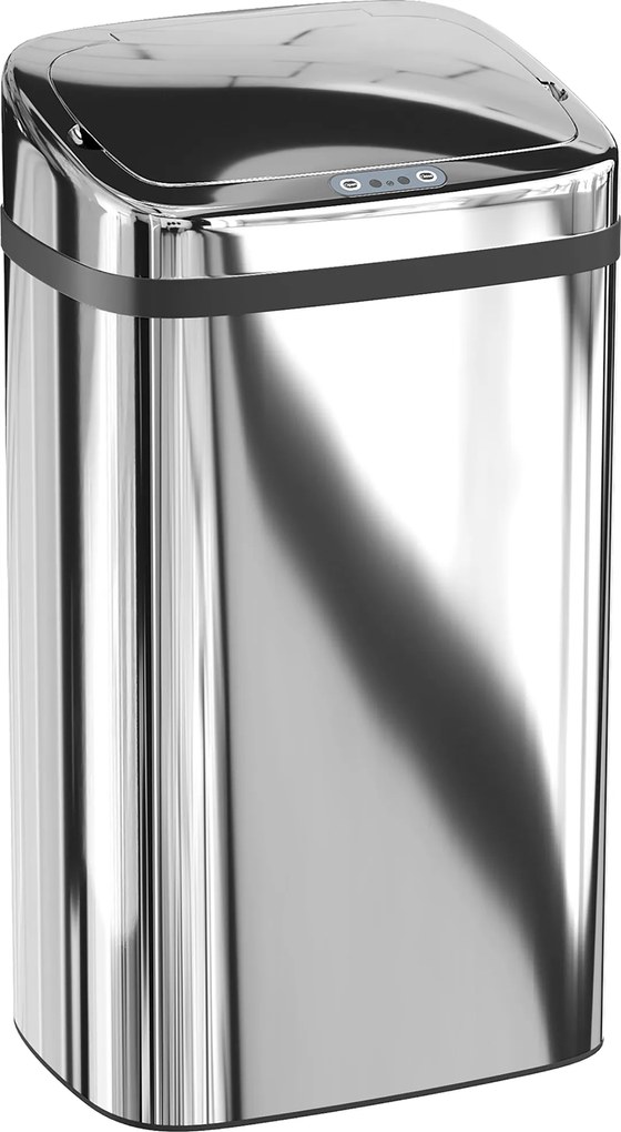 HOMCOM Balde de Lixo 30L com Sensor para Abertura e Fecho Automático, 33x25x57.5 cm, Prata | Aosom Portugal