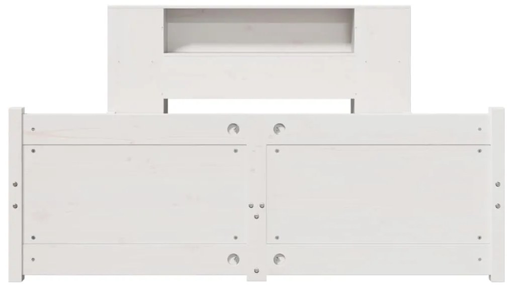 Cama com estante sem colchão 140x190 cm pinho maciço branco
