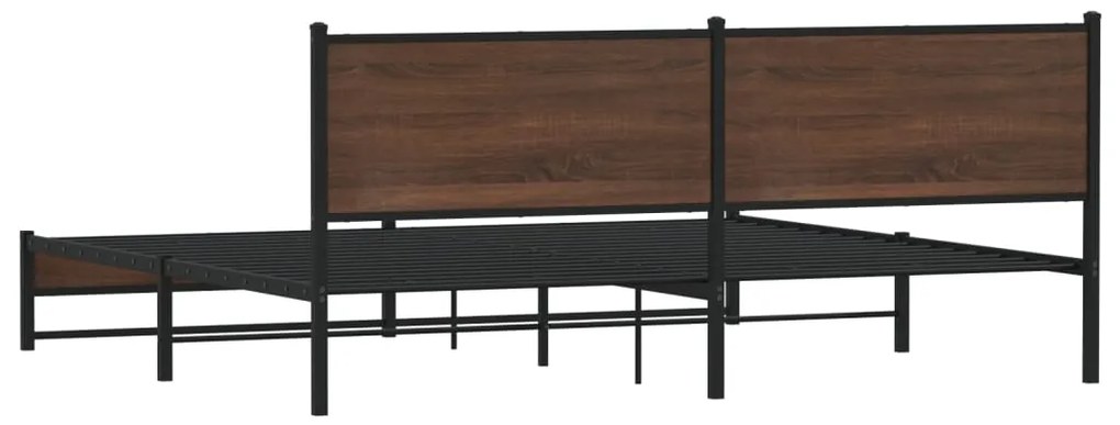 Estrutura cama sem colchão 193x203 cm metal carvalho castanho