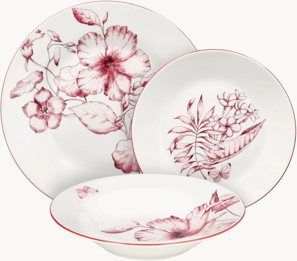 Conjunto de loiça em porcelana Atollo, 6 pessoas, conjunto de 18