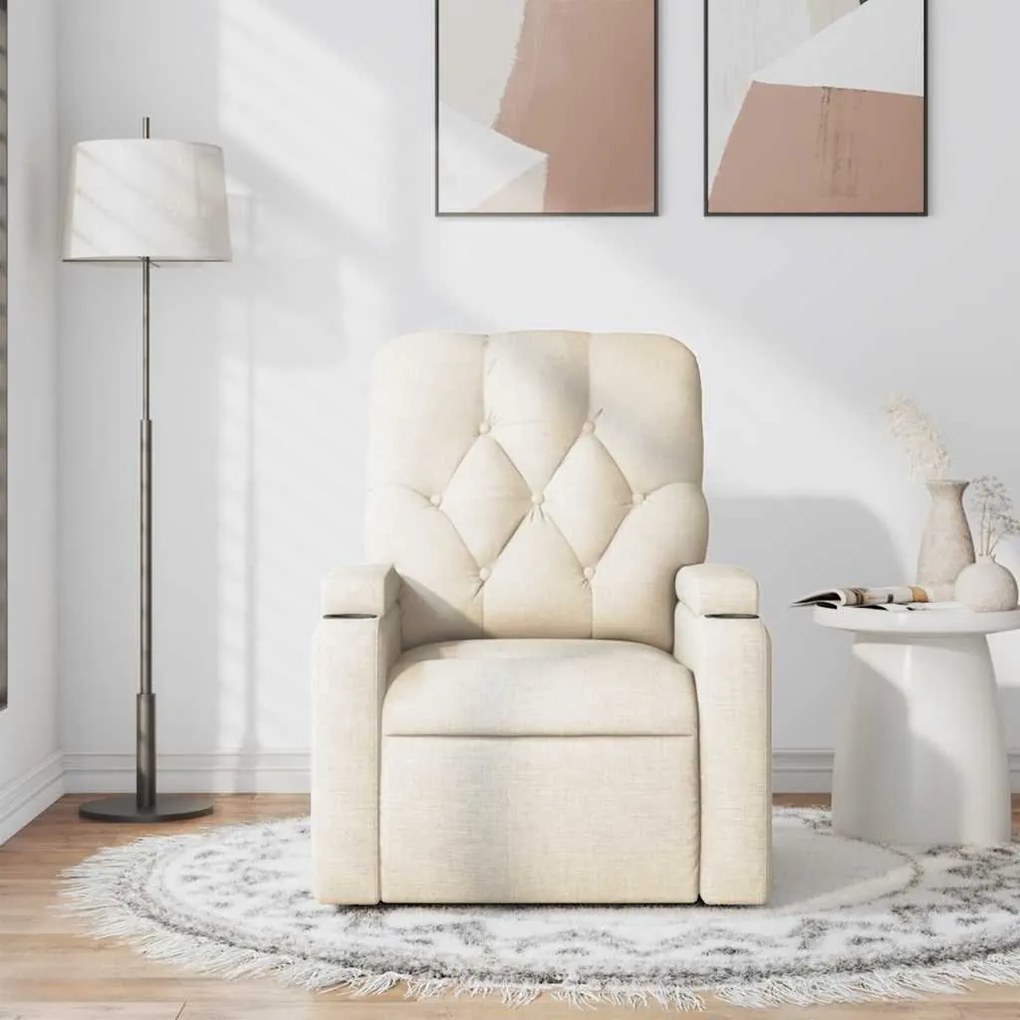 Poltrona de massagens reclinável tecido cor creme