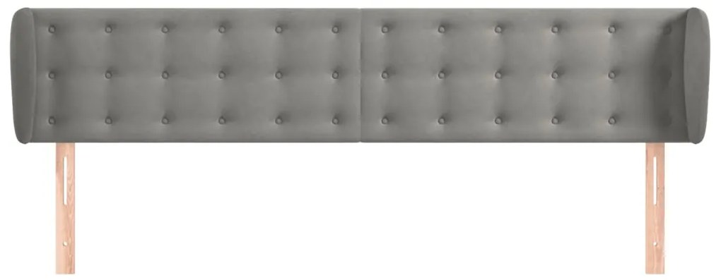 Cabeceira de cama c/ abas veludo 183x23x78/88 cm cinzento-claro