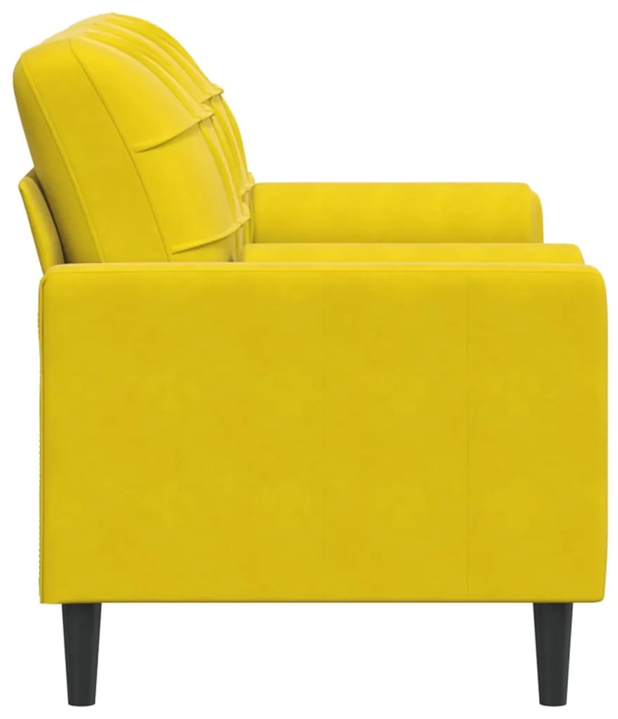 Sofá 2 lugares c/ almofadas decorativas 140 cm veludo amarelo