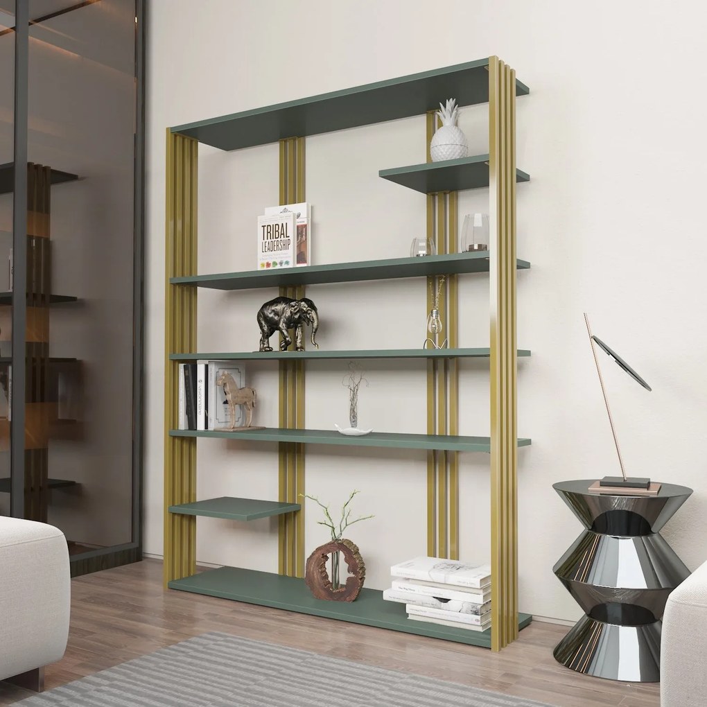 Estante Jenny – Verde/Dourado – 120x160x29,6 cm