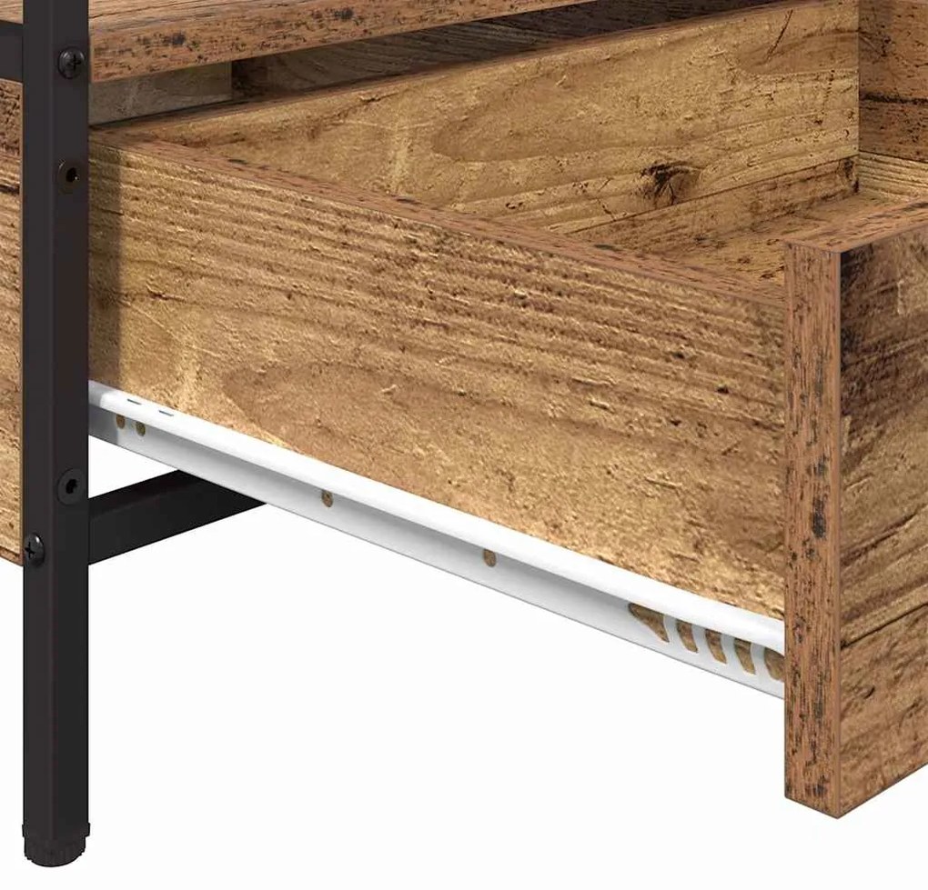 Mesa de centro com gaveta com prateleira Madeira antiga 100 x 51 x 45