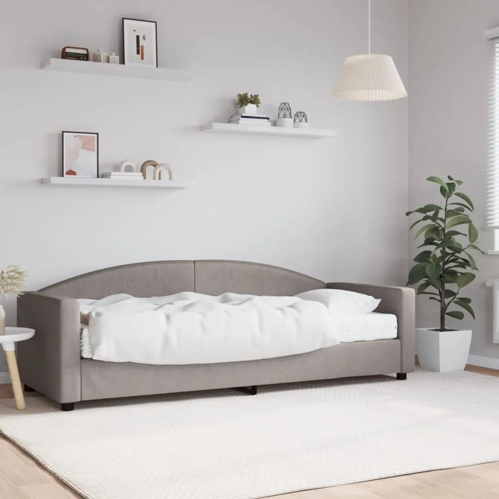 vidaXL Sofá-cama com colchão 80x200 cm tecido cinzento-acastanhado