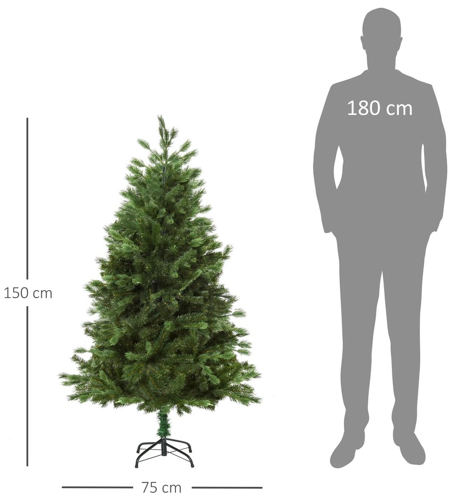 Árvore Artificial de Natal 150cm com Base Dobrável 440 Galhos PE Tride
