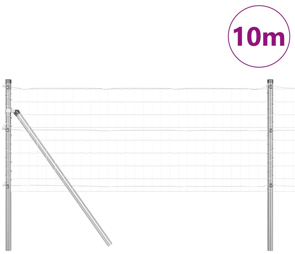 Cerca Euro com 7 Postes 0.8x10 m Aço Galvanizado