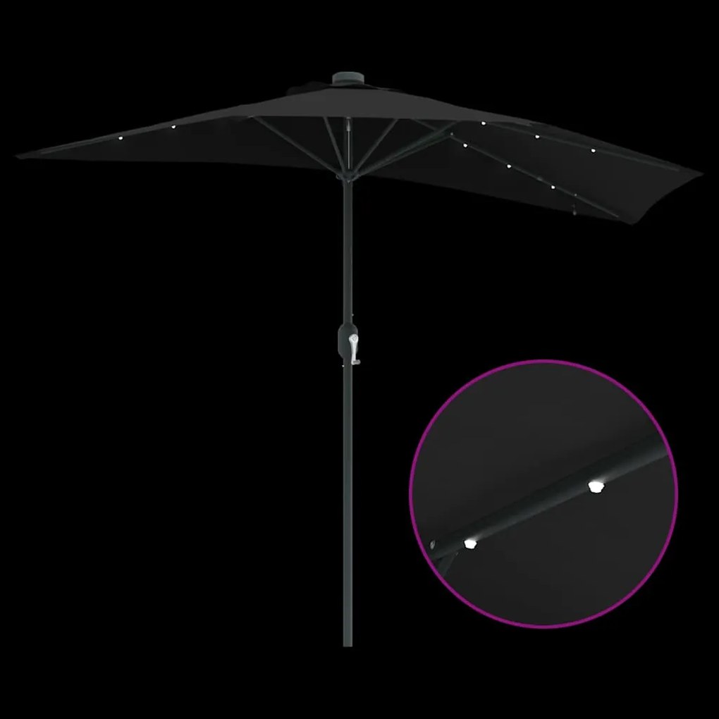 Guarda-sol de Jardim Preto 294 x 150 x 223 cm tecido