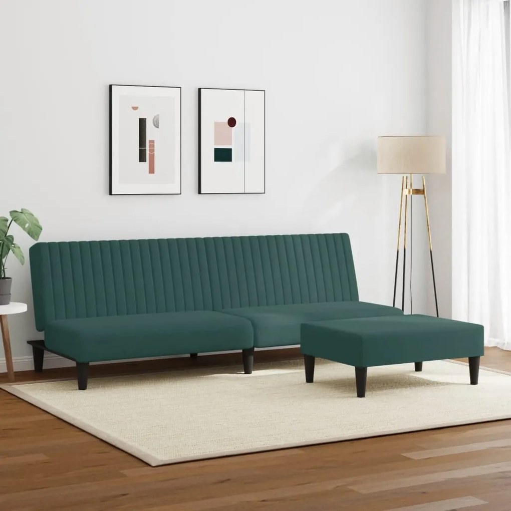 2 pcs conjunto de sofás veludo verde-escuro