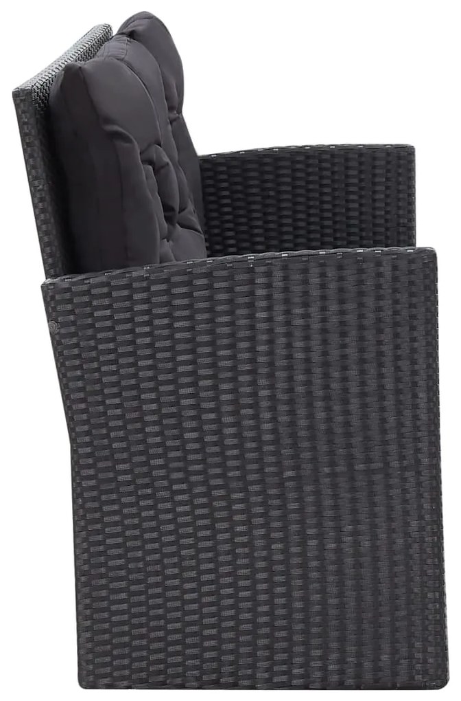 6 pcs conjunto lounge de jardim c/ almofadões vime PE preto