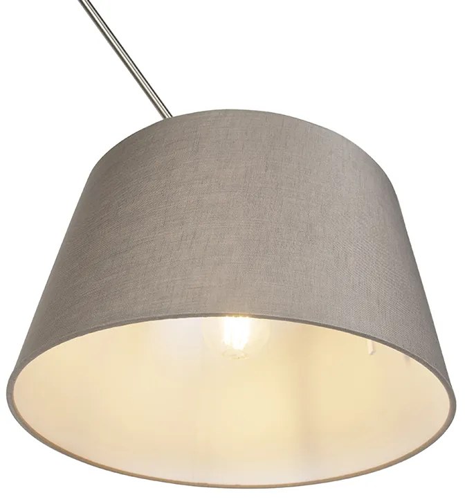 Candeeiro de suspensão em aço com cúpula em linho bege 35 cm - Blitz Country / Rústico