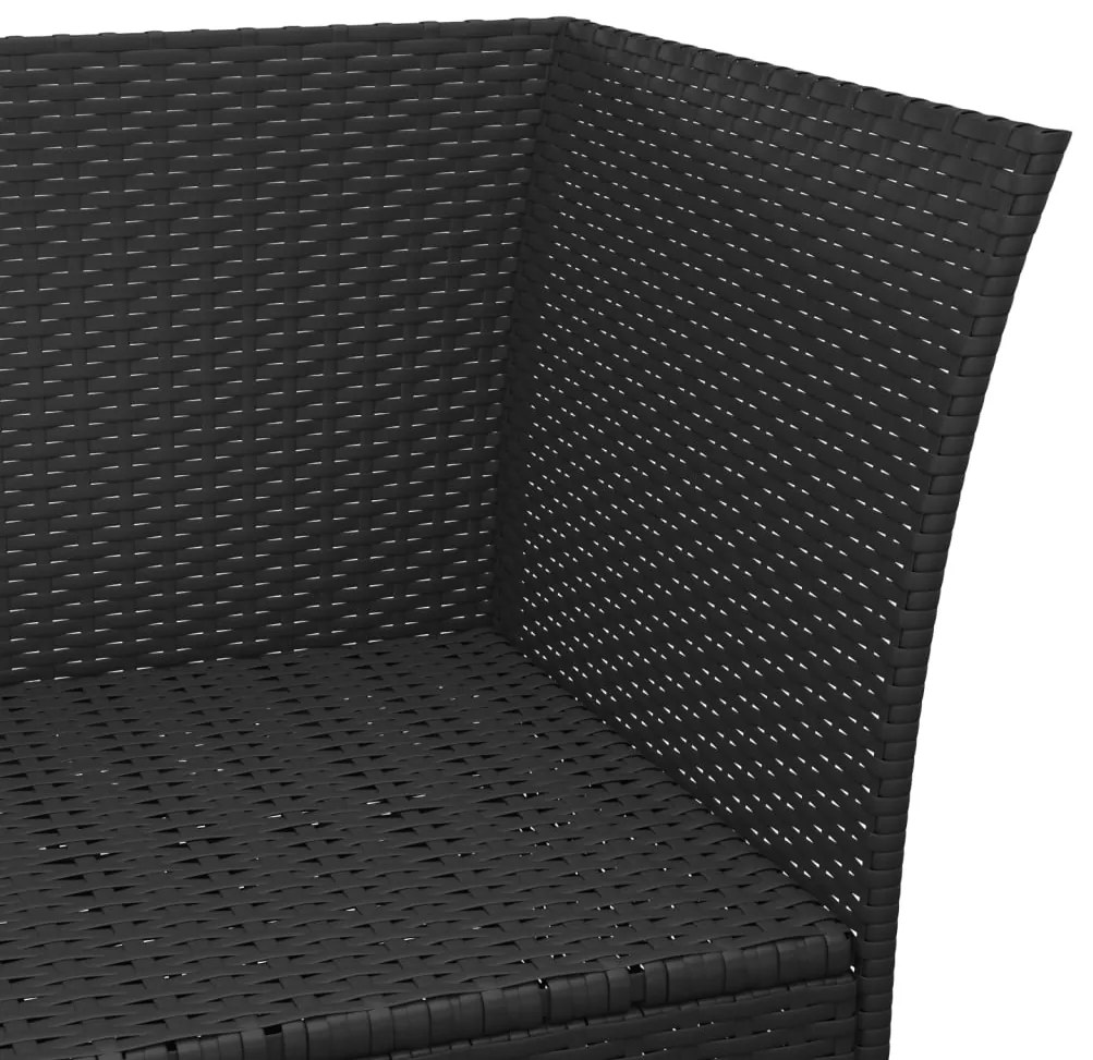 4 pcs conjunto lounge de jardim c/ almofadões vime PE preto