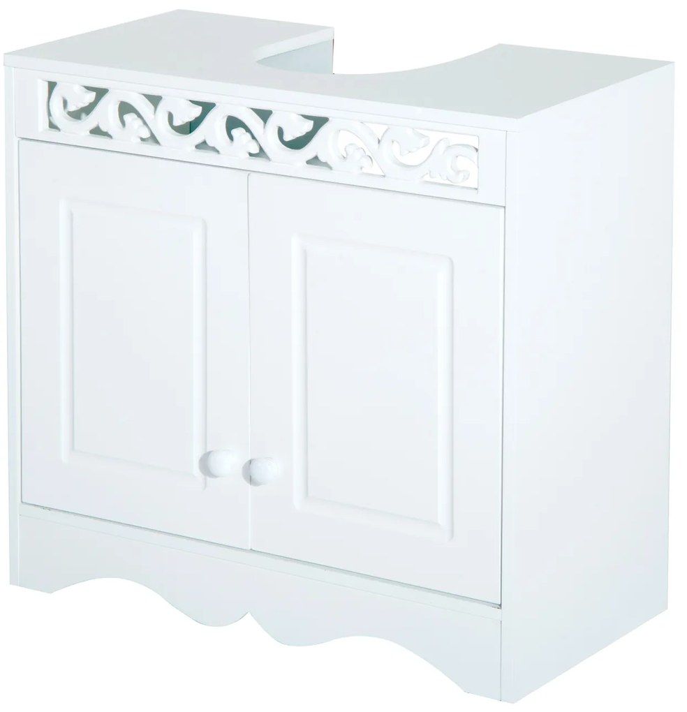 HOMCOM Armário de banheiro baixo para lavatório com 2 portas e prateleiras 60x30x56cm Branco