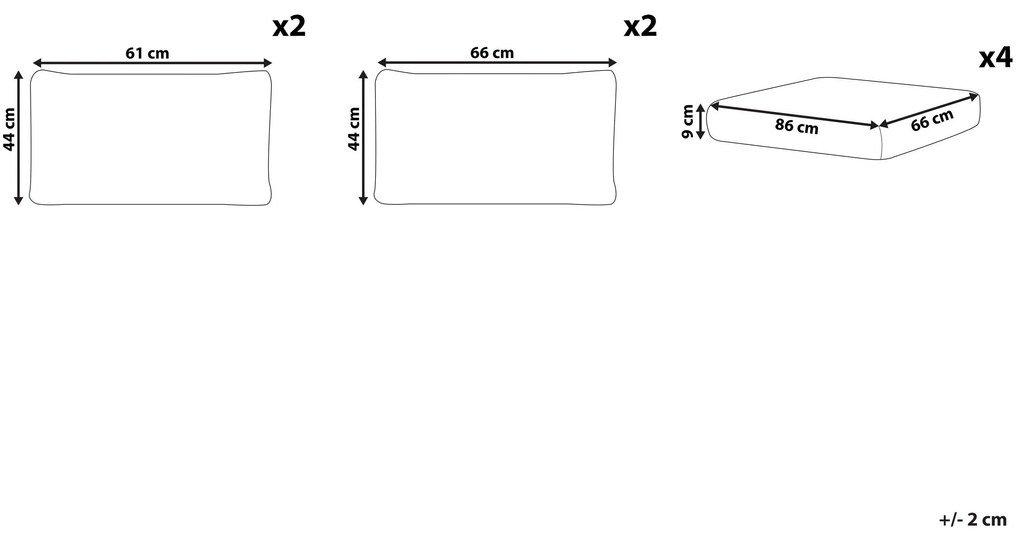 Conjunto de capas de almofada para exterior cinzentas NOTO Beliani