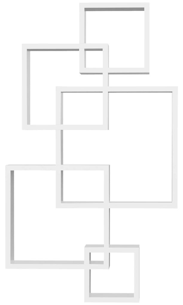 HOMCOM Estante de Parede com 5 Cubos Estante Flutuante de Madeira Estilo Moderno 49,5x10,2x86cm Branco | Aosom Portugal