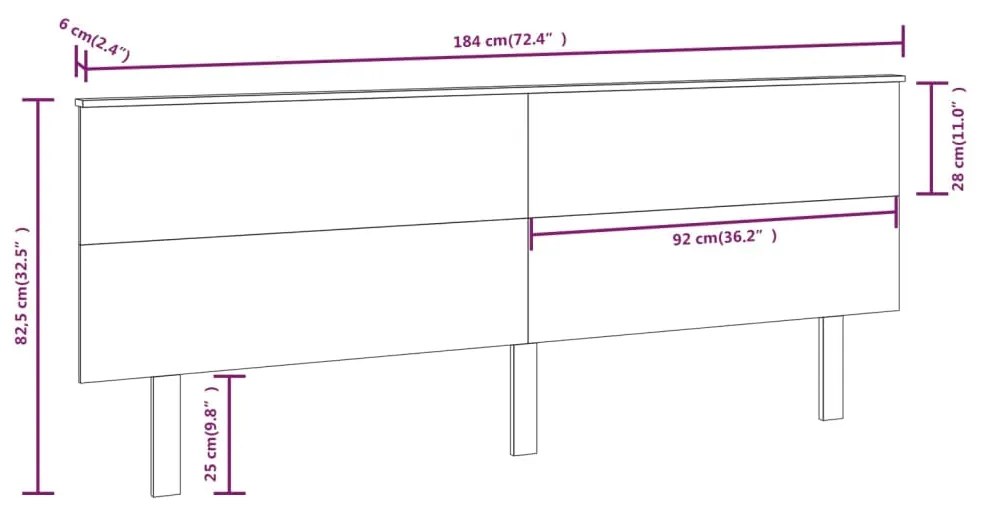Cabeceira de cama 184x6x82,5 cm pinho maciço