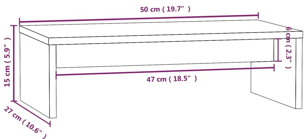 Suporte para monitor 50x27x15 cm pinho maciço branco