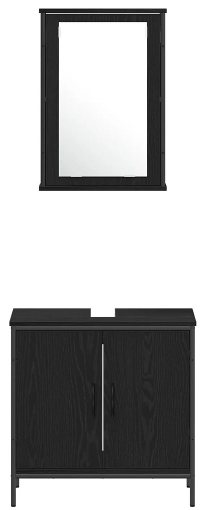 Conjunto de Móveis para Casa de Banho 4 Peças Carvalho Preto Madeira E