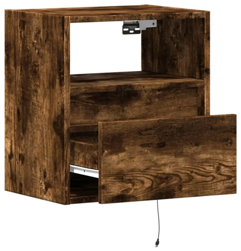 Móvel de parede p/ TV c/ luzes LED 41x31x45 cm carvalho fumado