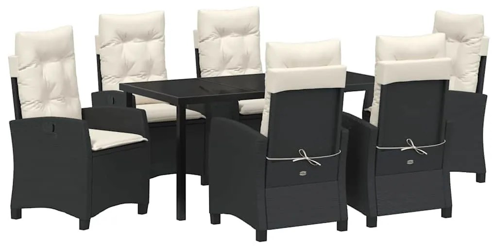 Conjunto de Jantar de Jardim com 7 Peças e Almofadas - Rattan Sintétic