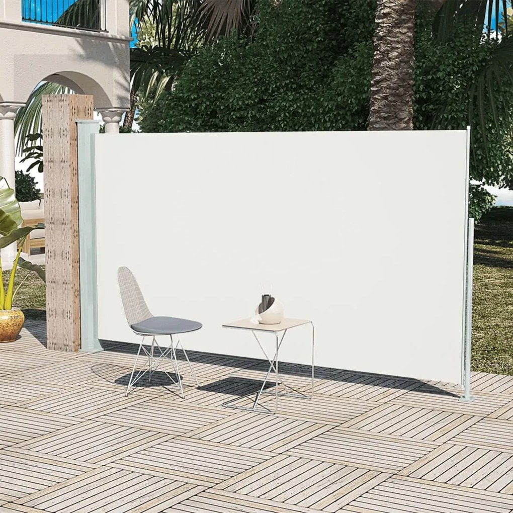 317881 vidaXL Toldo lateral retrátil para pátio 160x300 cm cor creme