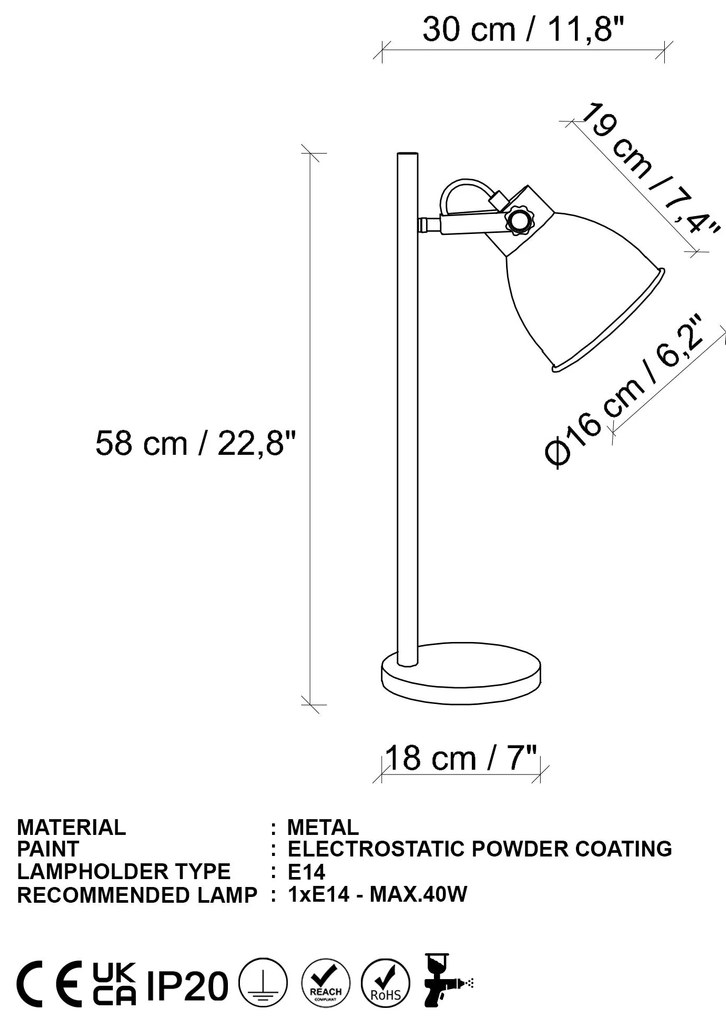 Candeeiro de Mesa Spotkafasi – Dourado – 30 x 18 x 58 cm
