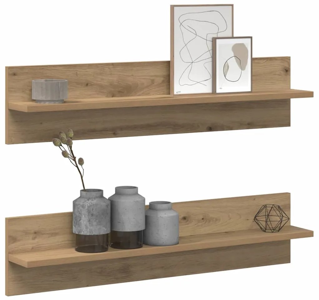 Prateleiras de Parede com prateleira 2 pcs Carvalho Artesanal