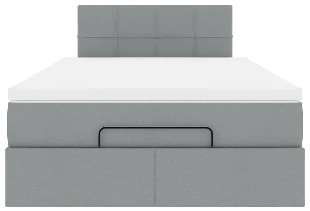 Cama otomana com colchão 120x200 cm tecido cinzento claro