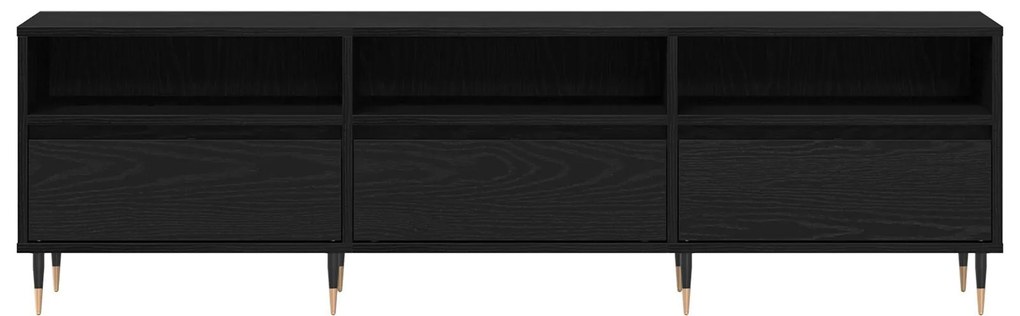 Armário de TV Carvalho Preto 150x30x44,5 cm Madeira Engenheirada