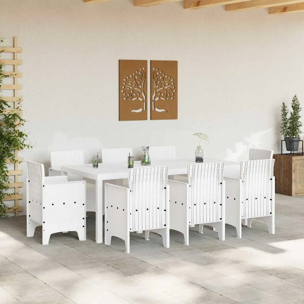 Conjunto de Jantar para Jardim 9 pcs Branco