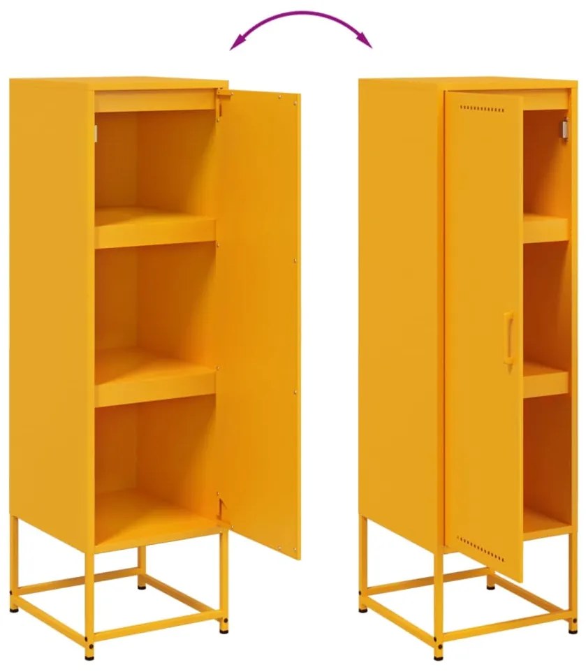 Aparador alto 36x39x123 cm aço amarelo mostarda