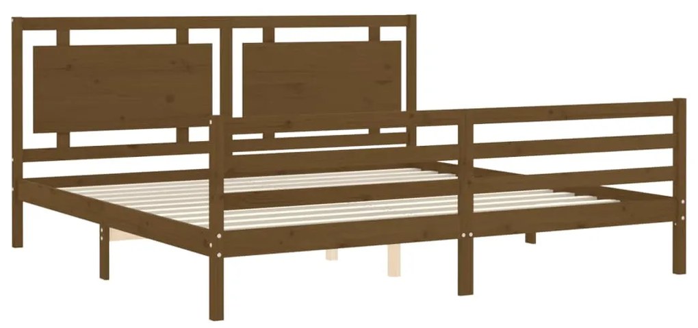 Estrutura cama c/ cabeceira 200x200cm maciço castanho-mel