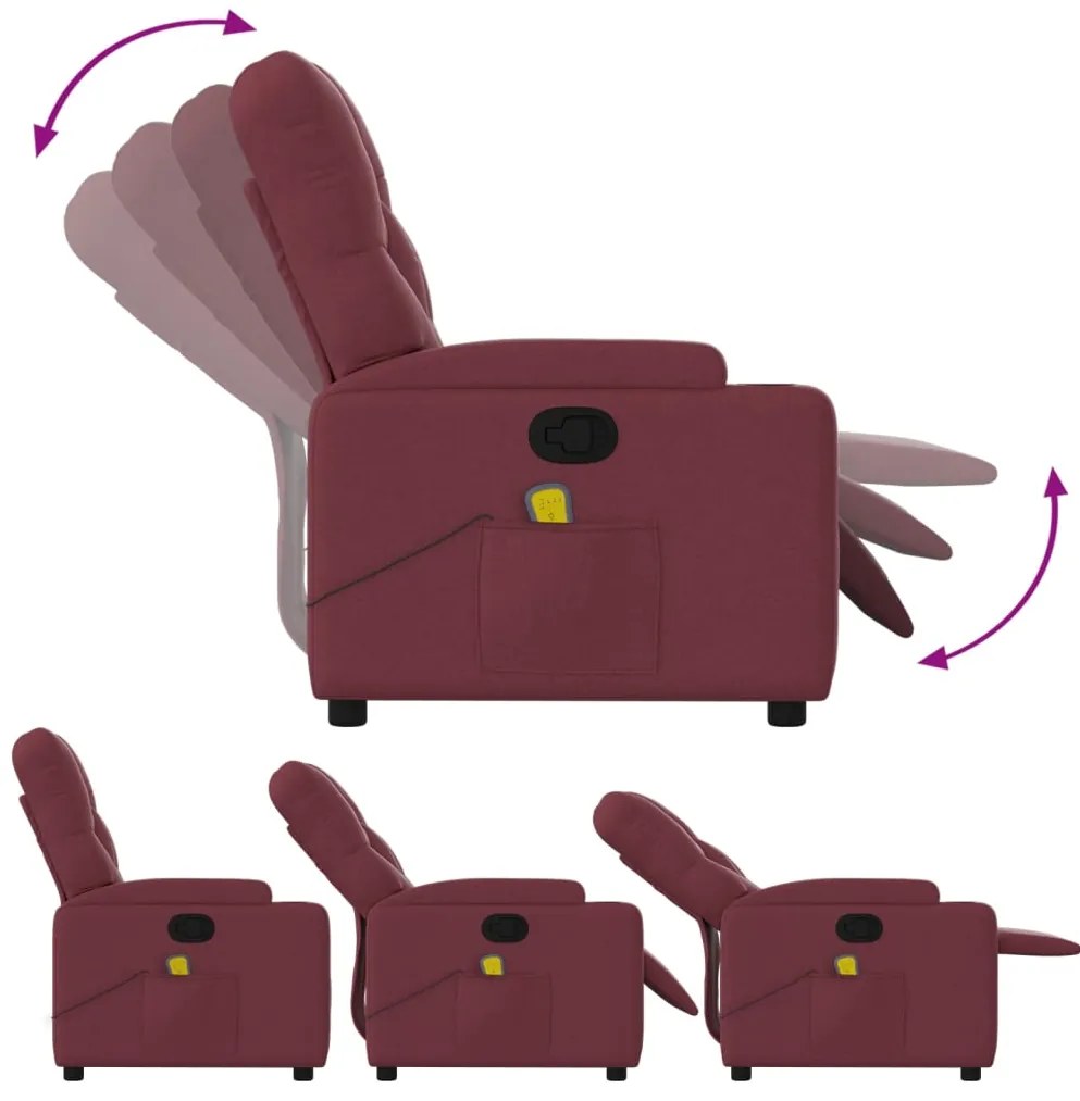 Poltrona de massagens reclinável tecido vermelho tinto