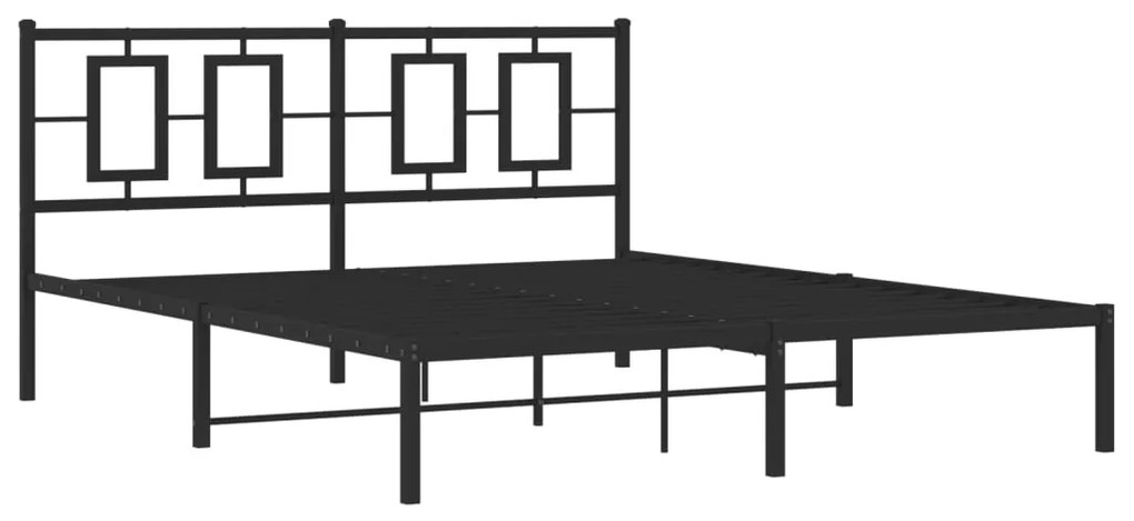 Estrutura de cama em metal com cabeceira 150x200 cm preto