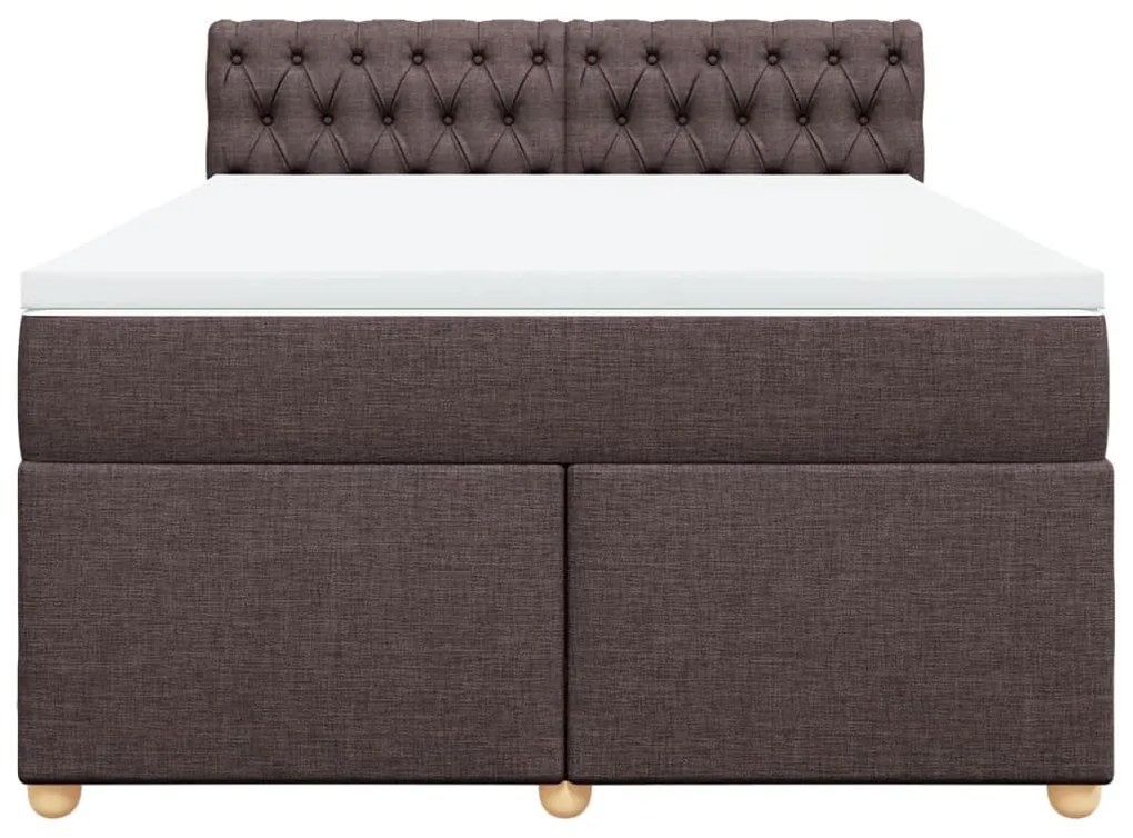 Cama com molas/colchão 160x200 cm tecido castanho-escuro