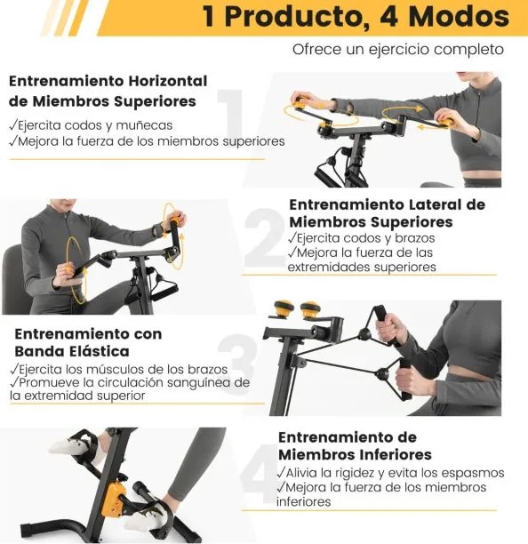 Bicicleta ergométrica com pedais dobrável para mãos, braços, pernas e joelhos Equipamento de reabilitação para idosos