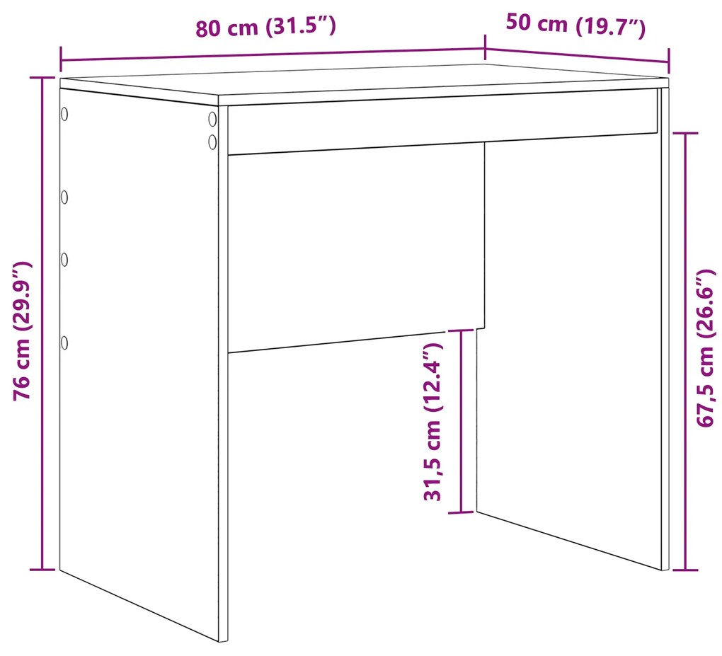 Mesa Branca 80x50x76 cm Madeira Revestida