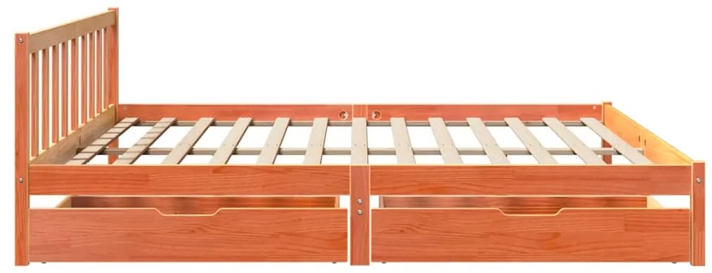 Cama sem colchão 200x200 cm pinho maciço castanho-mel