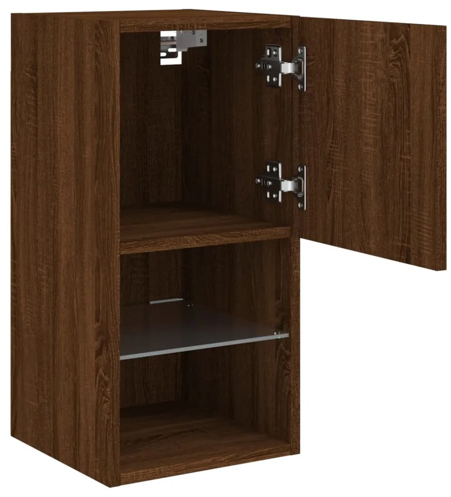 Móvel de TV com luzes LED 30,5x30x60 cm carvalho castanho