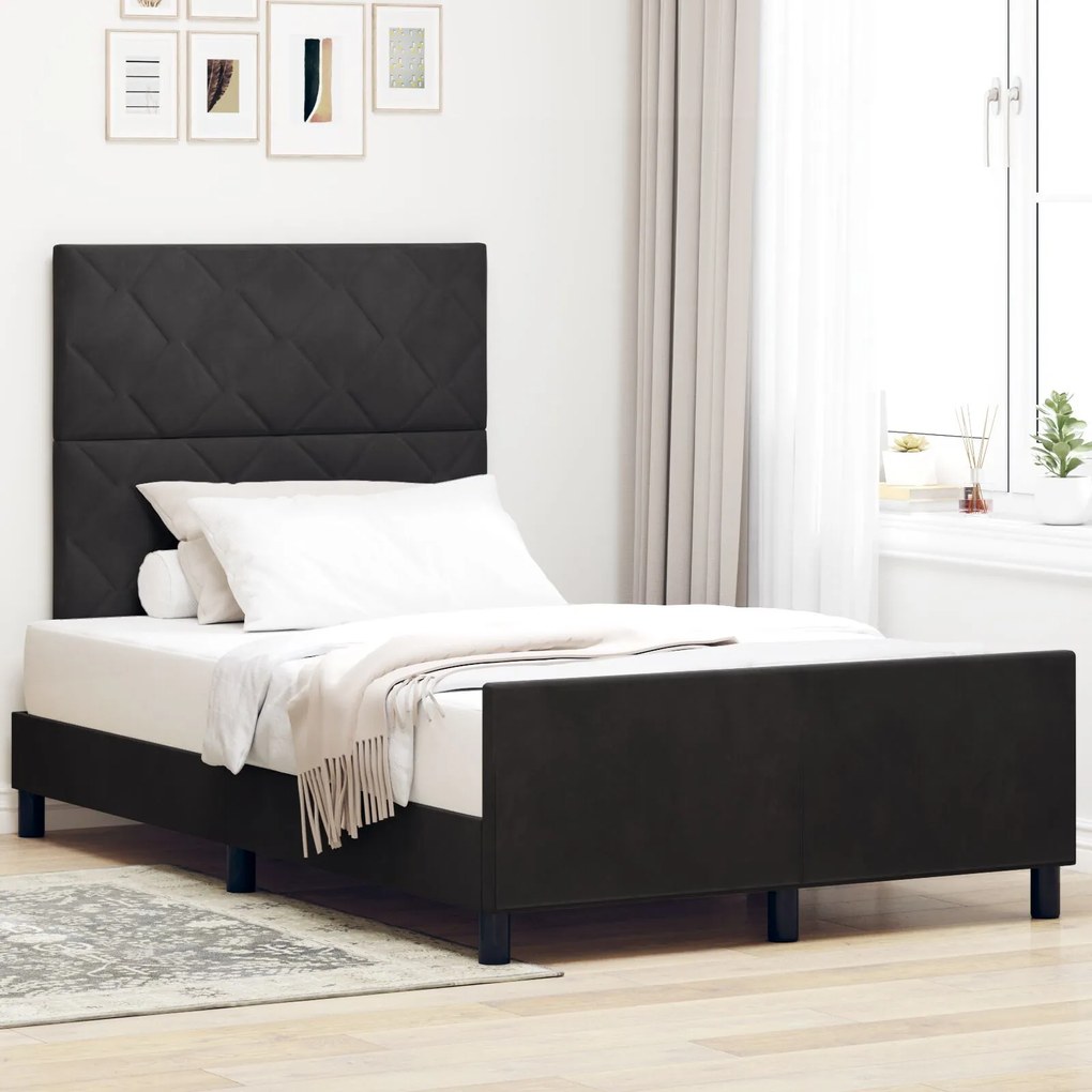 Estrutura de Cama de Veludo Preto vidaXL 120x200 cm