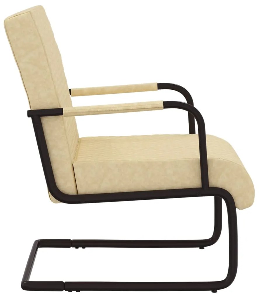 Cadeira cantilever em couro artificial cor creme