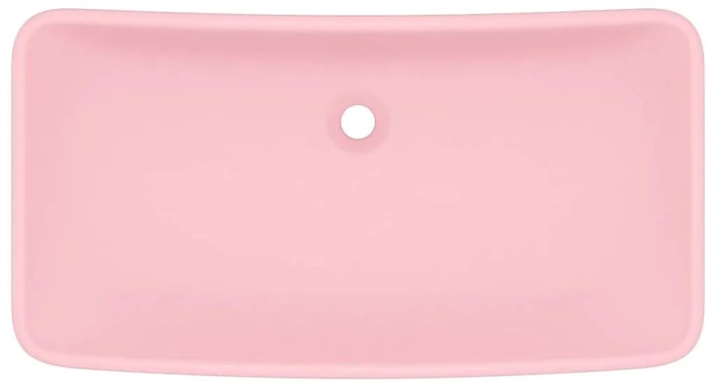 Lavatório luxuoso retangular 71x38 cm cerâmica rosa mate