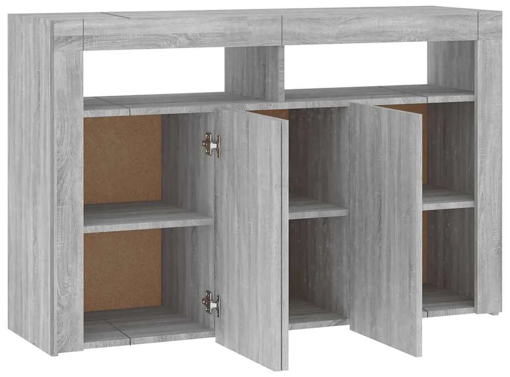 Aparador com luzes LED 115,5x30x75 cm sonoma cinza