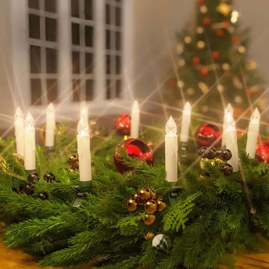 Conjunto de 30 velas LED para árvore de Natal com pilhas 1,5 x 10,5 cm (Ø x A) Branco Quente (Luz) + Creme (Vela)