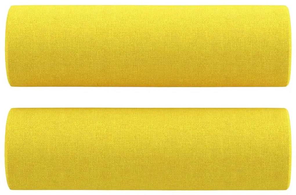 3 pcs conjunto de sofás com almofadas tecido amarelo-claro