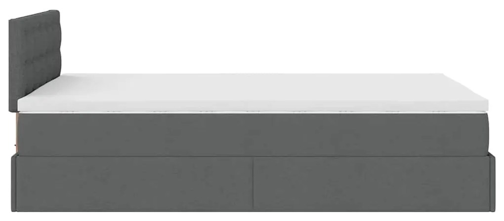 Cama otomana com colchão&LEDs 120x200 cm tecido cinzento escuro