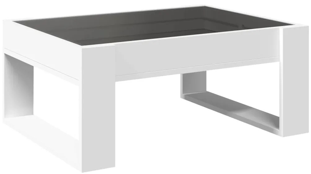 Mesa de centro luzes LED Infinity 70x53x30 cm branco