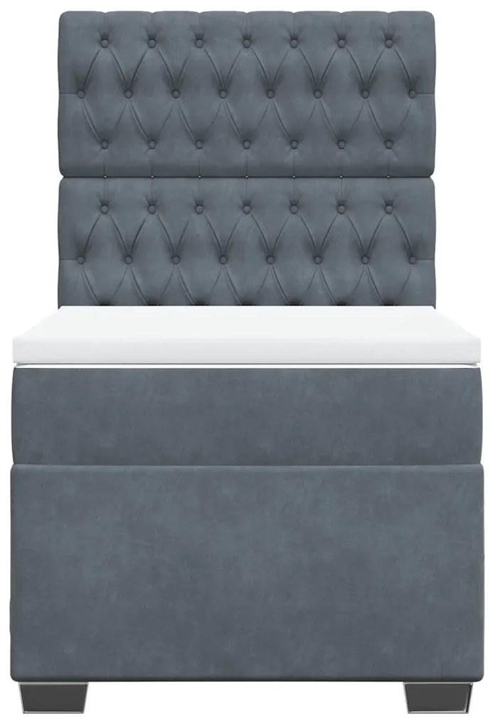 Cama com molas/colchão 100x200 cm veludo cinza-escuro