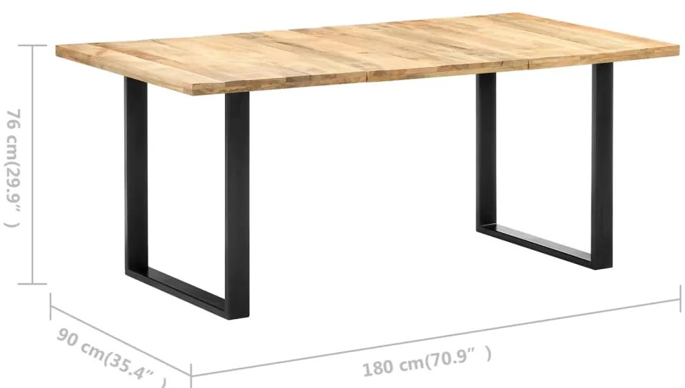 Mesa de jantar 180x90x76 cm madeira de mangueira maciça